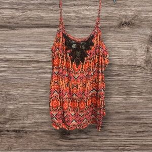 Lane Bryant Orange and Pink Patterned Camisole